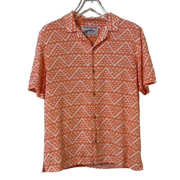 The Nutter by Chubbies Orange & White Patterned Button-Down Shirt - Size Medium - Picture 1 of 6